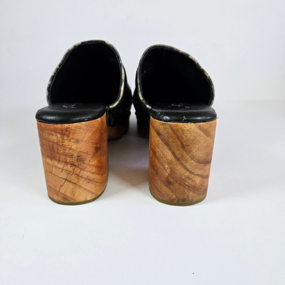 Free People Calabasas Clogs Womens EU 39 Black Floral Leather Wood Heel - Picture 2 of 11